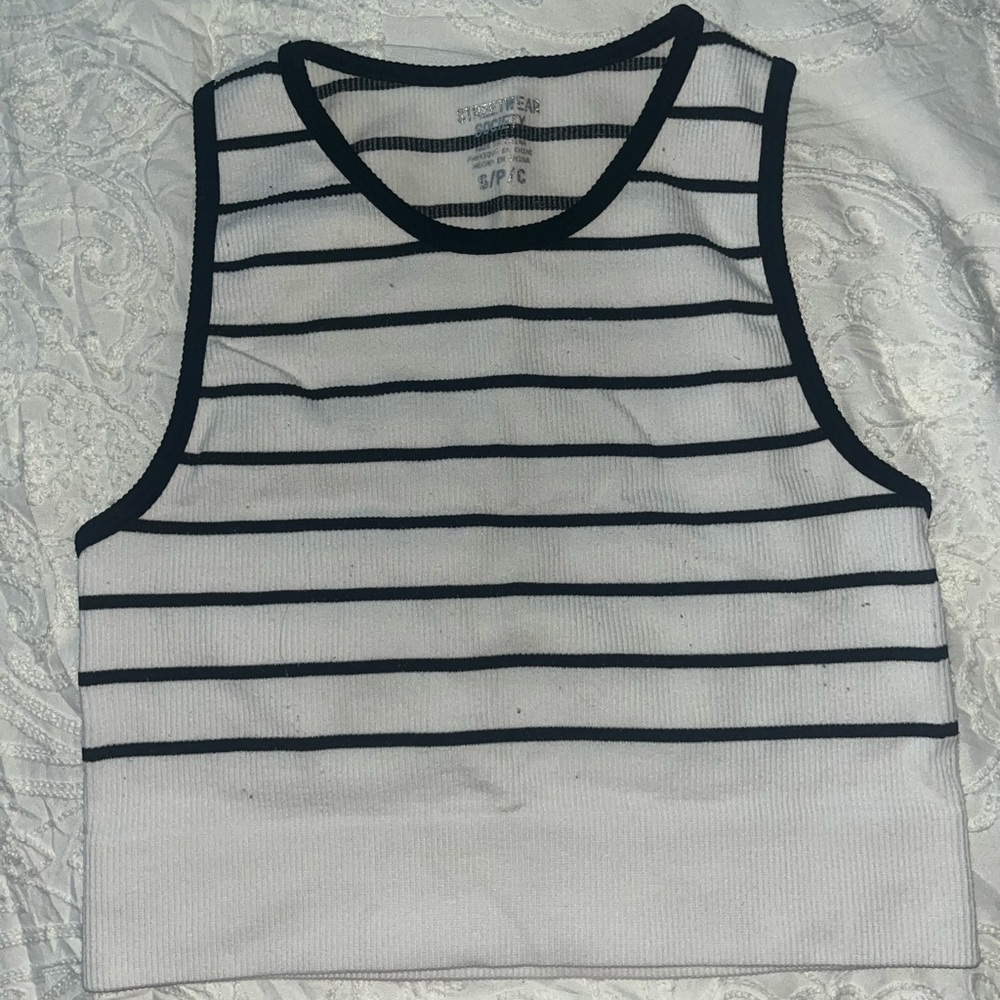 Streetwear Society Black and White Striped Top
